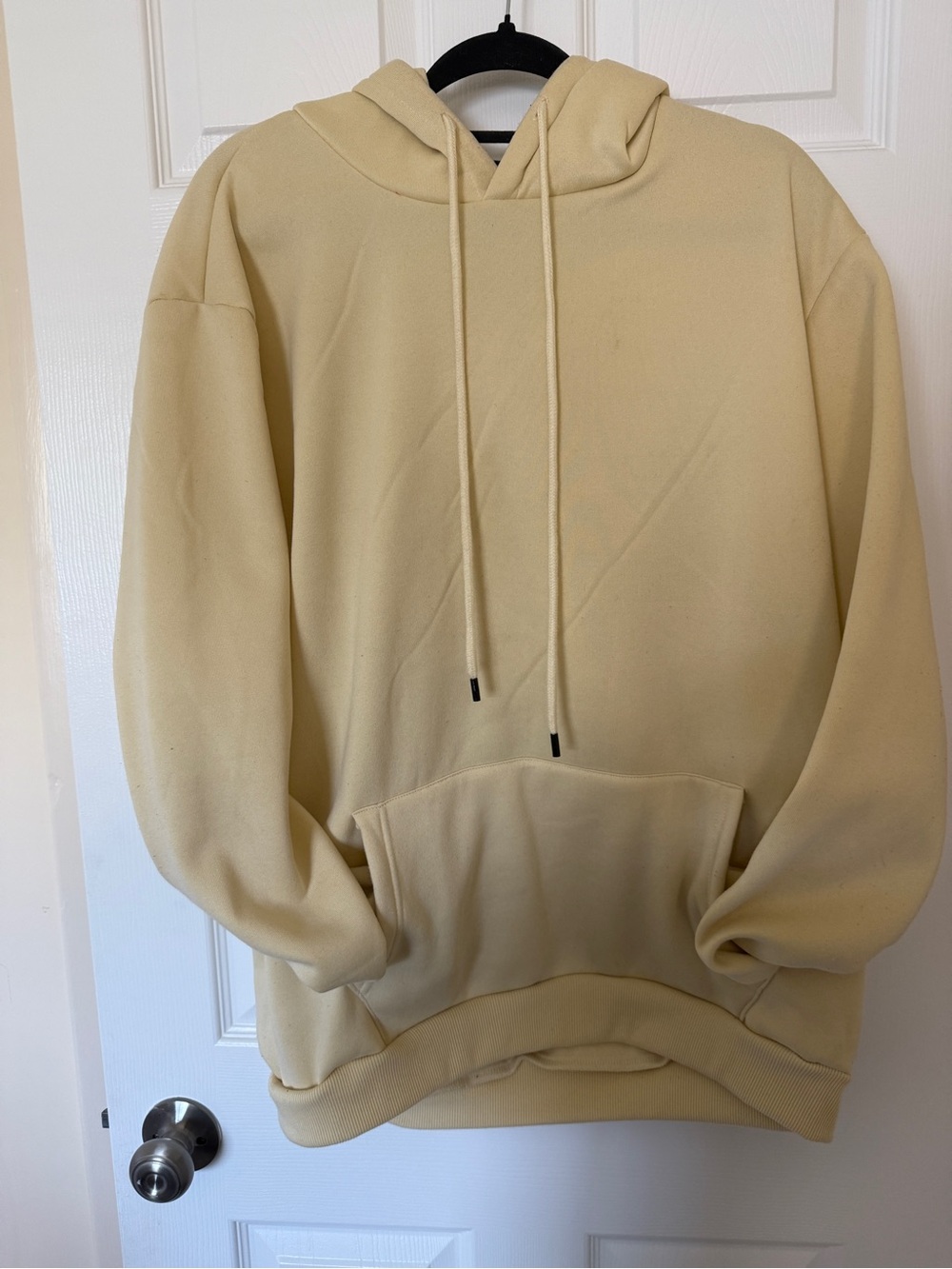 Unisex Pastal Yellow Hoodie with Drawstring